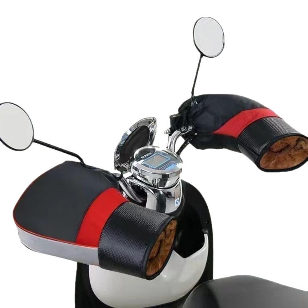 Thickened Cotton Motorcycle Handlebar Gloves Reflective Strips Handlebar Muffs Winter Riding