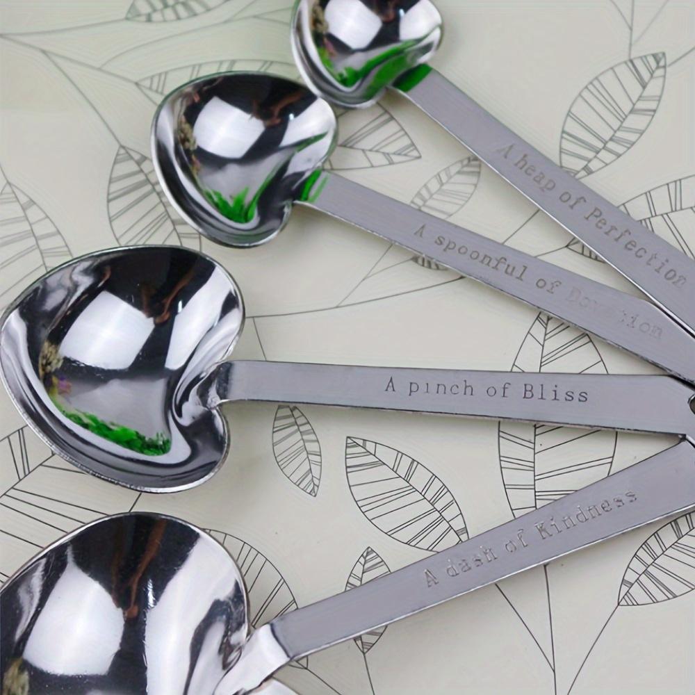 2sets 4pcs/set Kitchen Seasoning Spoon Stainless Steel Heart Measuring Spoon Baking Tool