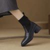 Fashion Woman Short Shoes Elegant With Medium Heels Elastic Ankle Boots for Women Knit High Quality Goth New Rock Boot Sale In Booties