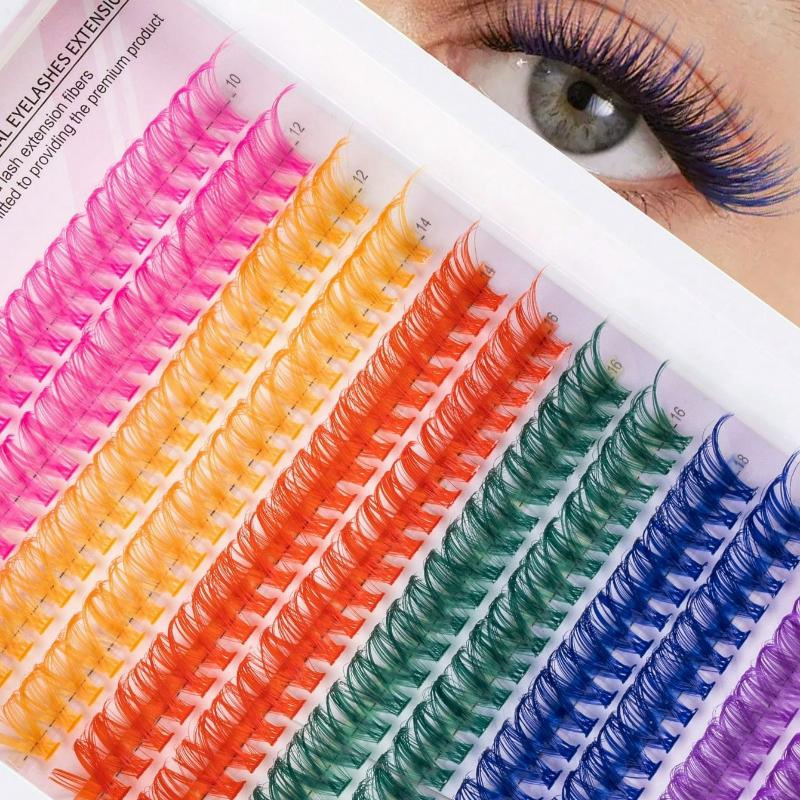 6-Kleuren Gemengde Enkele Wimperplukjes D Rol 14 mm Kleur DIY Wimperplukjes Regenboogkleur Herbruikbare Enkele Segmenten Nepwimpers