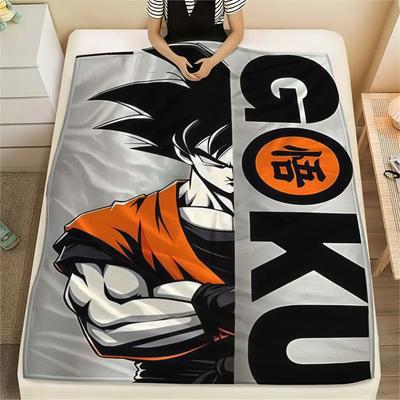 1Pc Goku Print Flannel Blanket, High Quality Comfortable for All Seasons, Home Decor, Warmth and Comfort, Perfect for Christmas Gifts