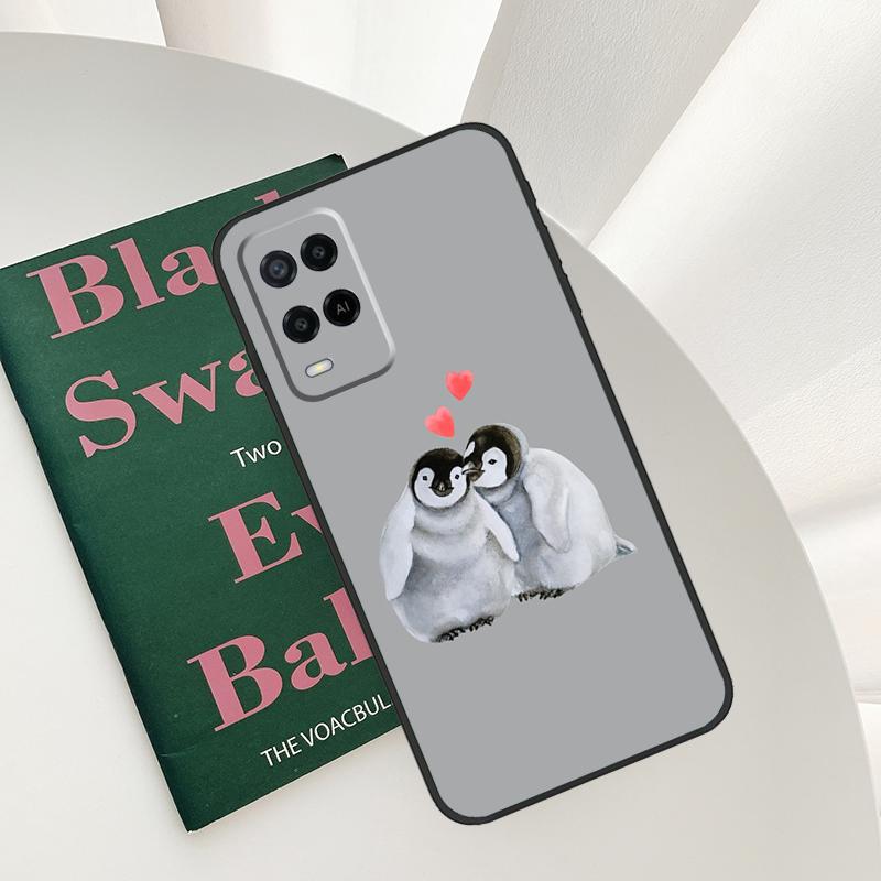 Cartoon Penguin Case For Oppo A15 A16 A17 A52 A72 A76 A96 A54 A74 A94 A54S A57S A58 A78 A98 A57 A77 Cover