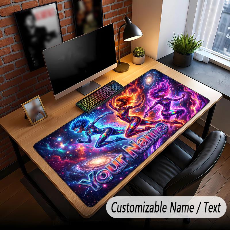 Space Cosmic Theme Custom Mouse Pad Personalized With Name Text Customized Desk Mat For Office Home Decor
