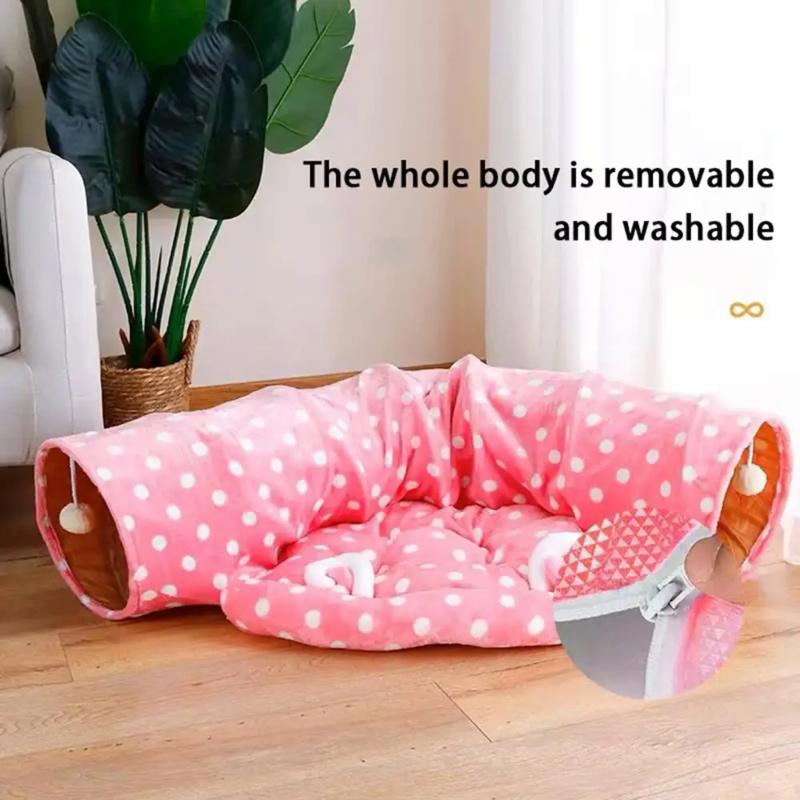 Pet Cat Tunnel Toys 2 In1 Collapsible Cat Nest Kitten Bed Tunnels Interactive Play Toy Indoor Tent for Cat Exercising Products