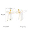 18K Gold French-Style Bow Studs with Titanium Steel, Butterfly, and Pearl Accents