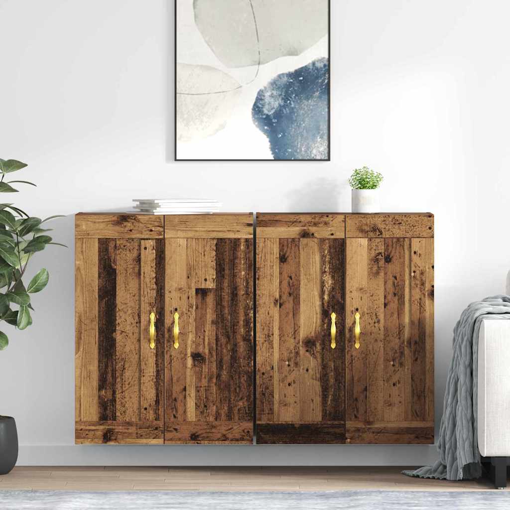 Wall Mounted Cabinet 2 pcs Reclaimed Wood Look 69.5 x 34 x 90 cm