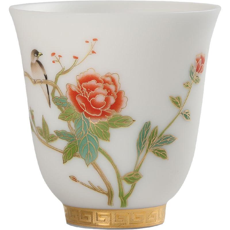 Teacup, Master Cup, Plain Firing White Jade Porcelain, Tea Tasting Cup, Tea Set, Single Cup Tea Cup with Certificate, New Chinese Style Teacup