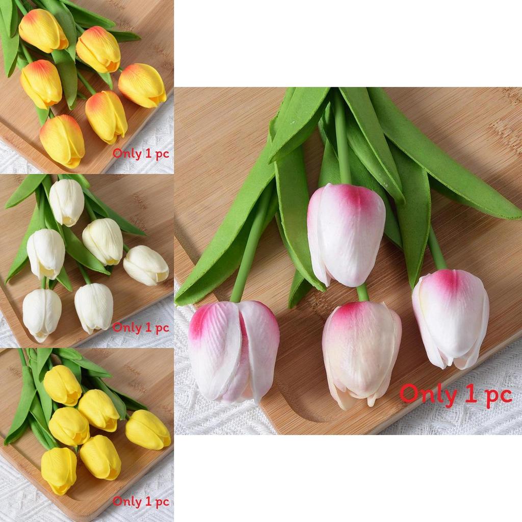 Tulip Artificial Flower With Pu Material For Home Decor And Photography Props