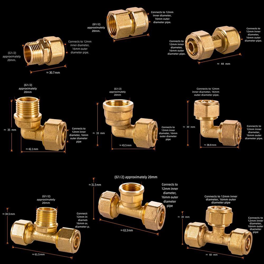 New Male/Female Thread Brass Pipe Fitting 2/3 Ways 1216 Pipe Connectors Copper Connectors Solar Water Heater