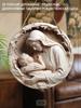 Virgin Mary Holding Baby Jesus Round Wooden Hanging Sign, 2D Flat Printed Religious Wall Door Ornament, Catholic Christian Home Decor Gift
