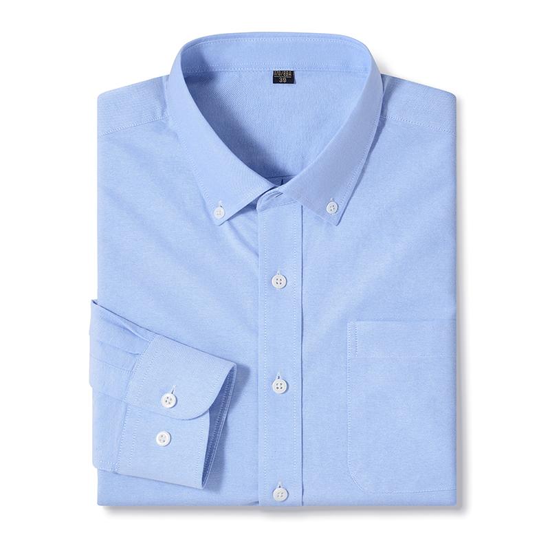 100% Cotton Oxford Shirt Long Sleeve For Men's Social Dress Shirts Soft Comfortable Regular Fit Casual Man Office Shirt 4XL 5XL