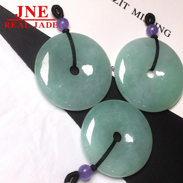 Natural a Type Emerald Round Jade Pendant Mine Timber Waxy Floating Flowers Burma Jade Safety Buckle Sweater Chain
