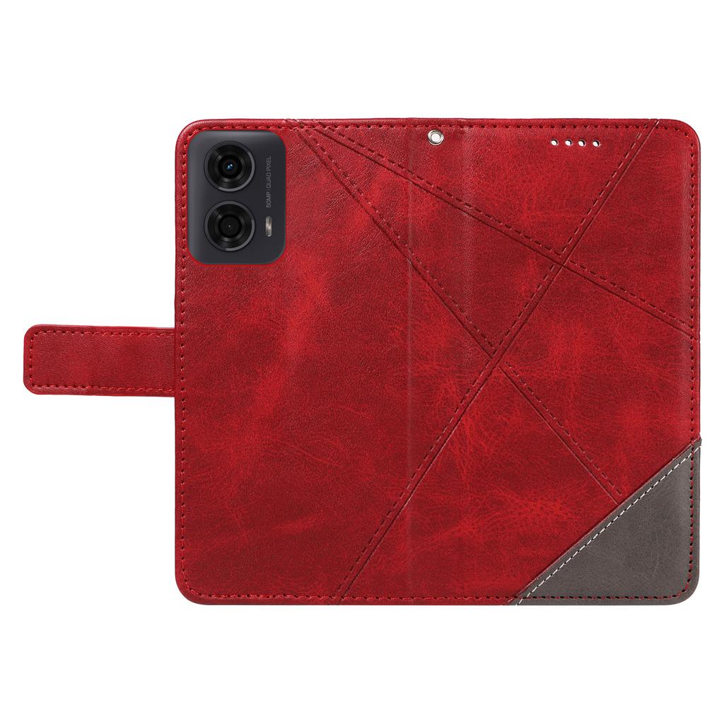 For Motorola Moto E14 4G/G04 4G/G04s 4G/G24 4G Case Card Holder Leather Phone Cover Geometric Line