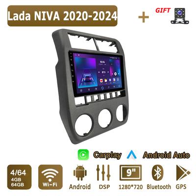 Radio de Coche Android Carplay Para Lada NIVA 2020-2024 Reproductor Multimedia Unidad Principal Estéreo Navegación GPS BT WIFI 4+64GB