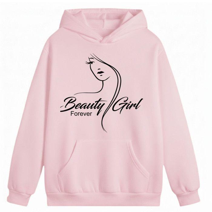 Girls' Jogging Pants - Beauty Girl - Pink - Hooded Sweatshirt - Long Sleeves - Multisport