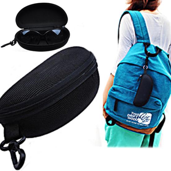 קופסה קשיחה שחורה ניידת בסגנון חמוד עם רוכסן תיק למשקפיים משקפי שמש