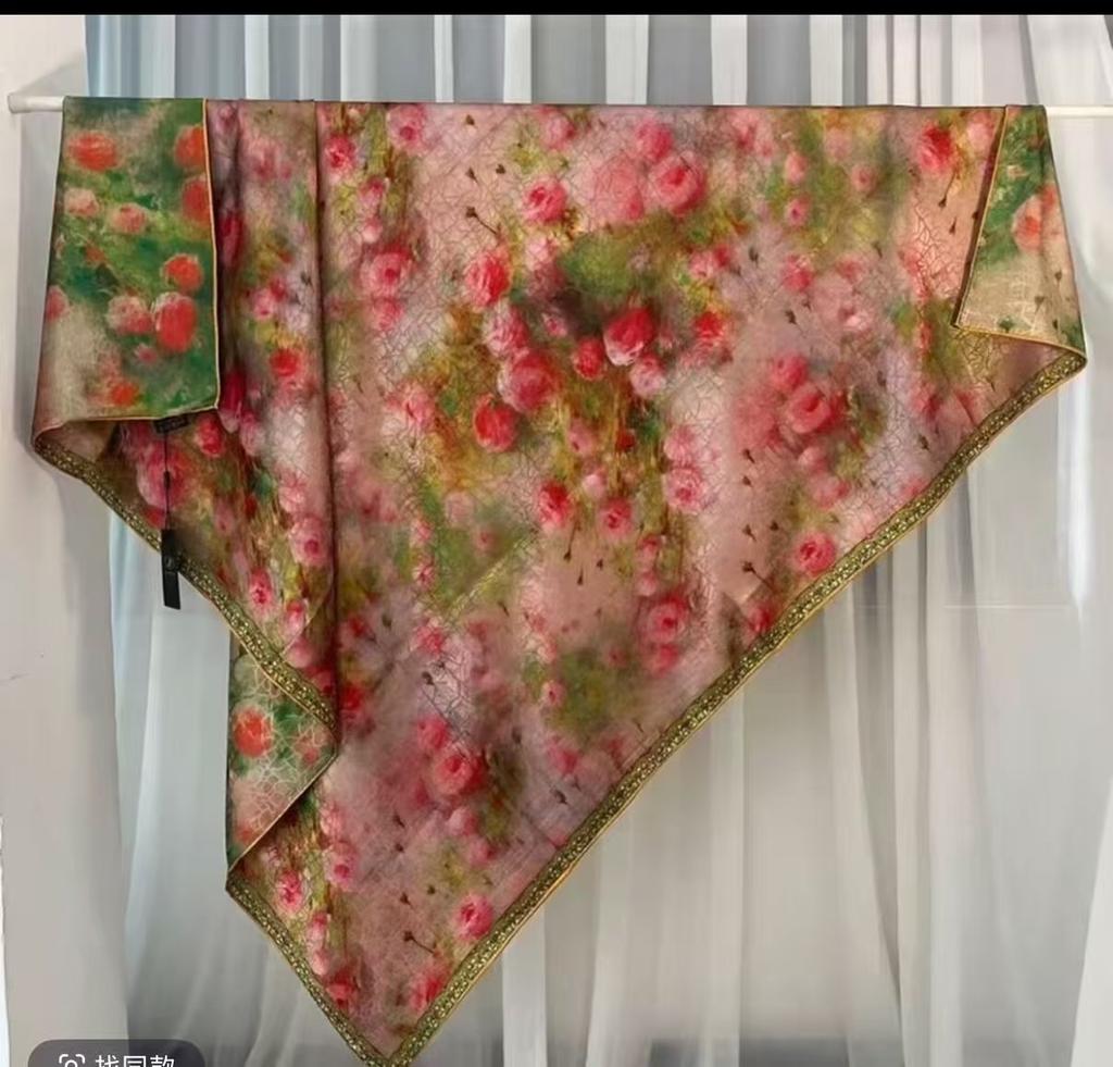 Fragrant Cloud Yarn Spring And Autumn Silk Scarf 140 * 140 Square Scarf Fashionable, Versatile Hangzhou Scarf Printed Scarf Shawl