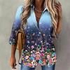 Spring and Summer Women's Blouse Printed Long-sleeved Single-breasted Lapel Shirt