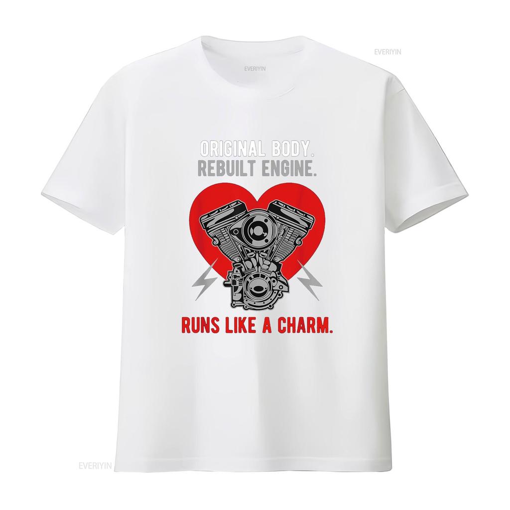 Original Body Rebuilt Engine Runs Like A Charm T Shirt Vintage Washed Versatile Slightly Top For Everyday Wear Graphic