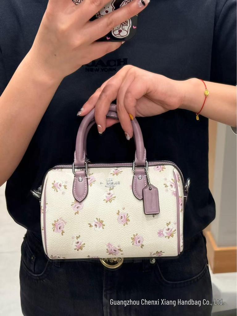 Coach Rowan Mini Boston Pillow Bag - Classic Monogram Handbag & Versatile Shoulder/Crossbody Women's Bag