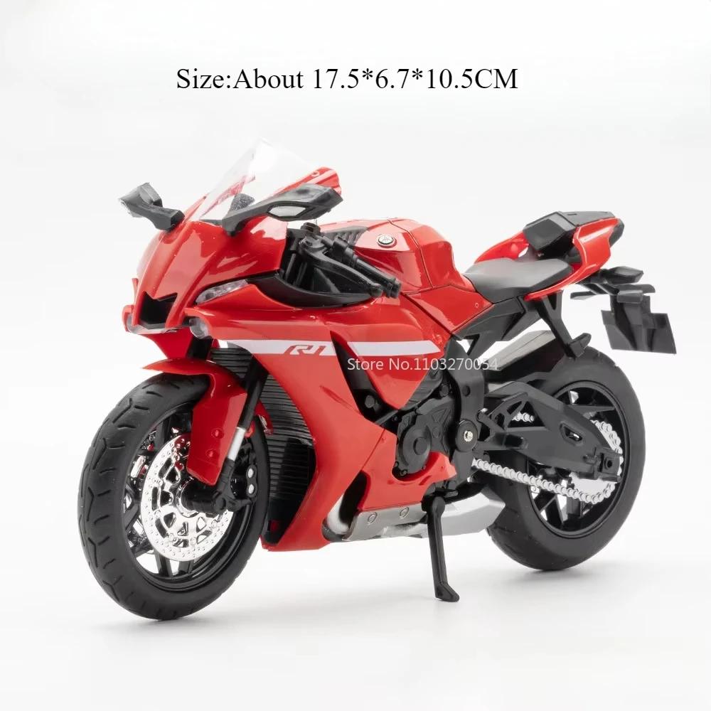 1:12 R1 RRS1000 Modelo de Motocicleta de Aleación Coche Fundición a Presión Rueda Delantera Dirección Suspensión Rueda Trasera Neumáticos de Goma Coches Regalo de Cumpleaños