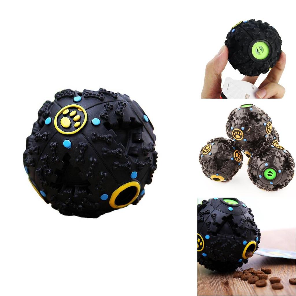 Durable Black Chew And Squeak Toy Ball For Dogs Promoting Healthy Teeth And Engaging Play