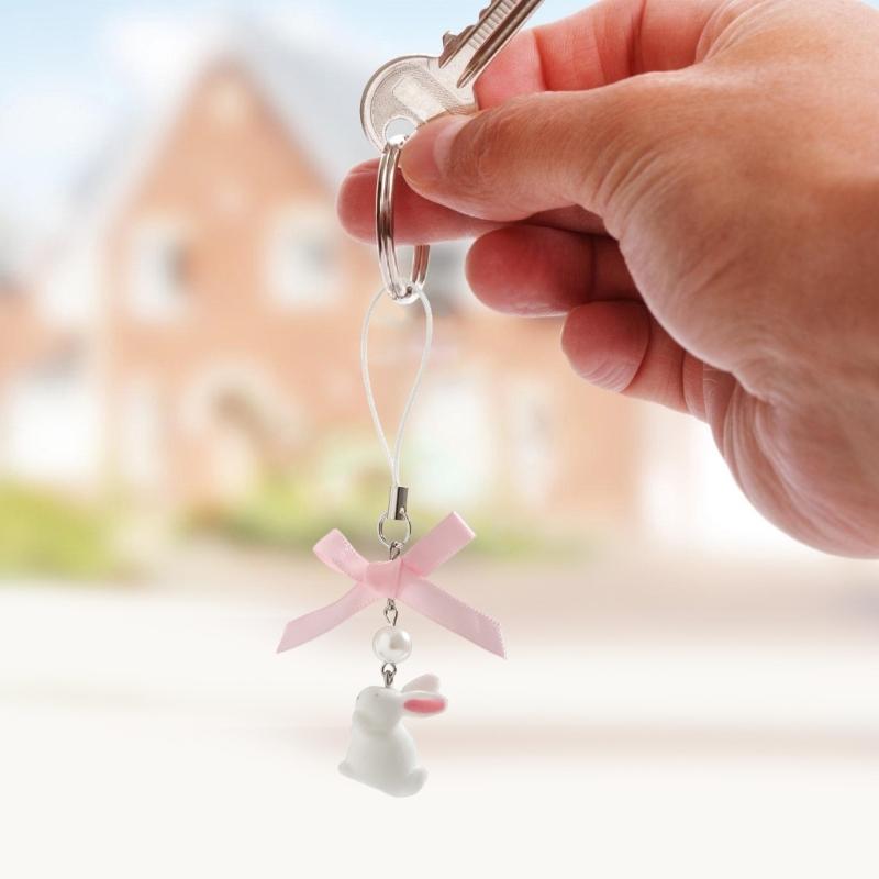 Lovely Strawberry Bowknot Phone Strap Charm Pendant with Star Accents Sturdy Handbag Adornment Craft Supplies for Girls