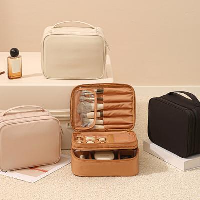 Kadınlar İçin Seyahat Kozmetik Çantası Büyük Su Geçirmez Oxford Kumaş Makyaj Fırçaları Kozmetik Takı İçin Kulplu Organizer Çanta