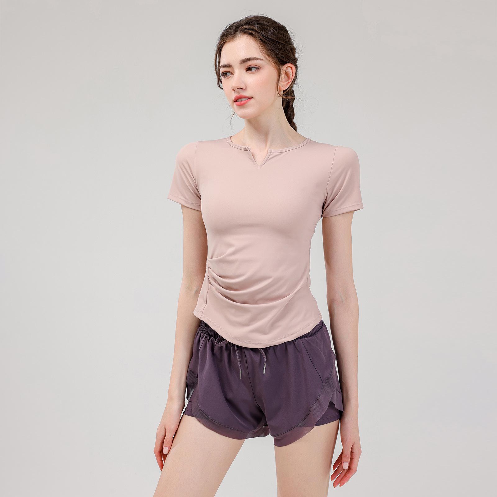 

Женский быстросохнущий костюм с коротким рукавом для йоги и бега Medium розовый/фиолетовый