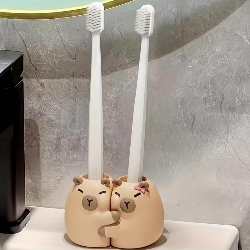 Cartoon Capybara Couple Toothbrush Holder for Bathroom Sink, Creative Base for Storing Toothbrushes, a Perfect Valentine S Day Gift