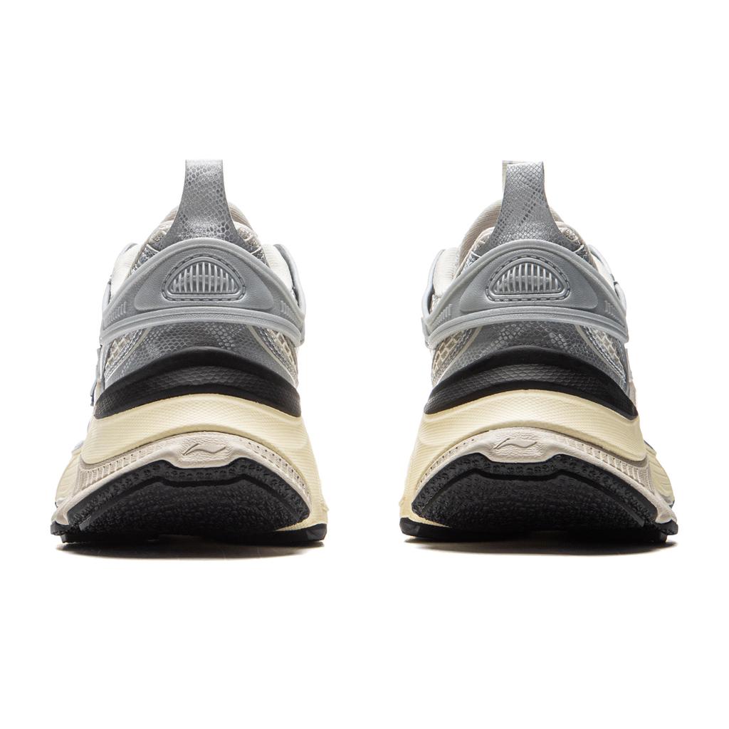 Li Ning Xingji Amortiguación Antideslizante Resistente a la Abrasión Transpirable Caña Baja Zapatillas Chunky para Mujer Plata Blanco AGCU372-2