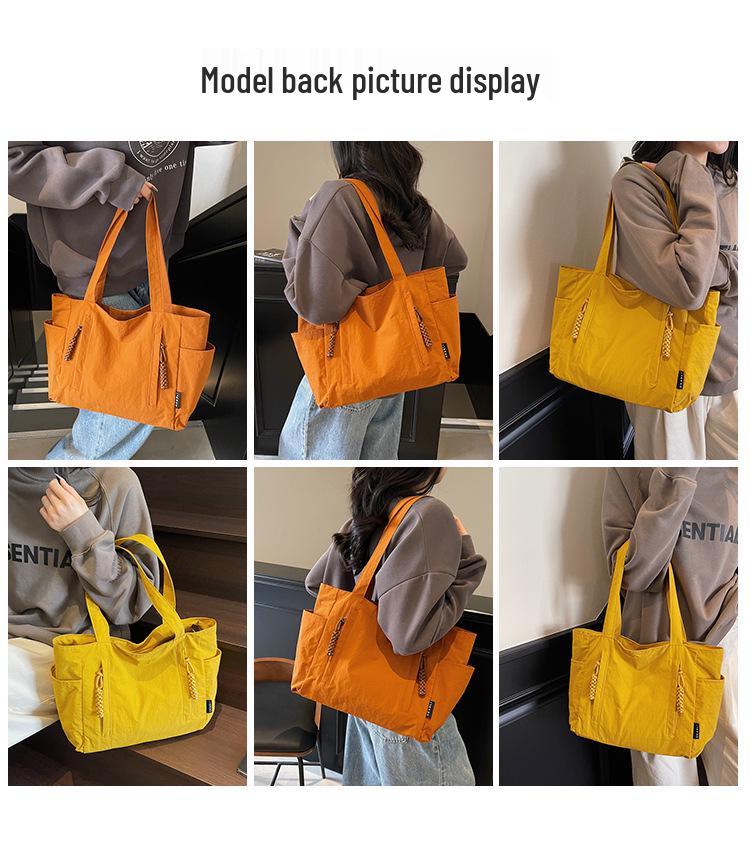 Japanese-Style Waterproof Nylon Minimalist Shoulder Bag for Women - Large Capacity Commuter Tote