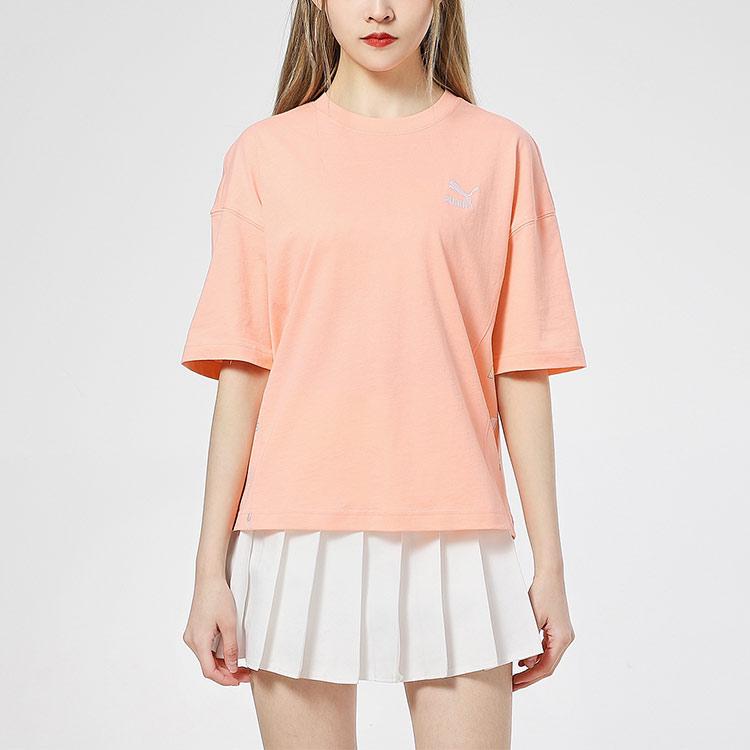 Puma Digit Print Tee Women Tops Peach 531284-26