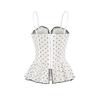 French Girl Polka Dot Waist-Cinched Mesh Bandeau Camisole – Slim Sleeveless Summer Top