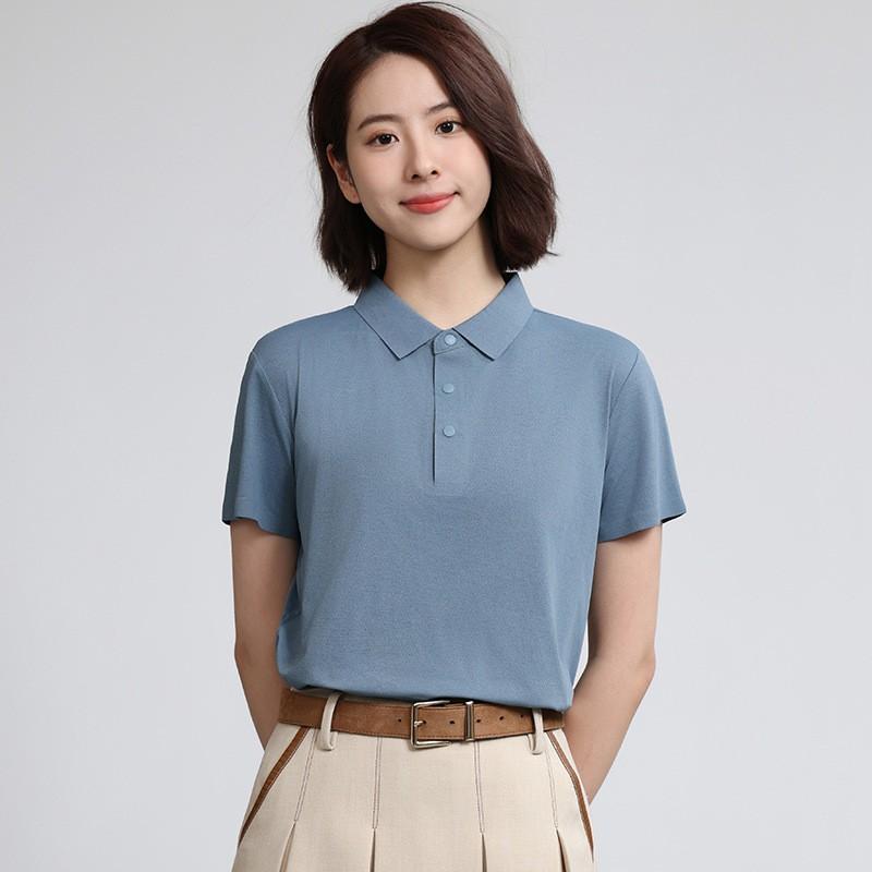Ice Silk Polo Shirts Men Women Short Sleeve Slim Fit Solid Color Tops
