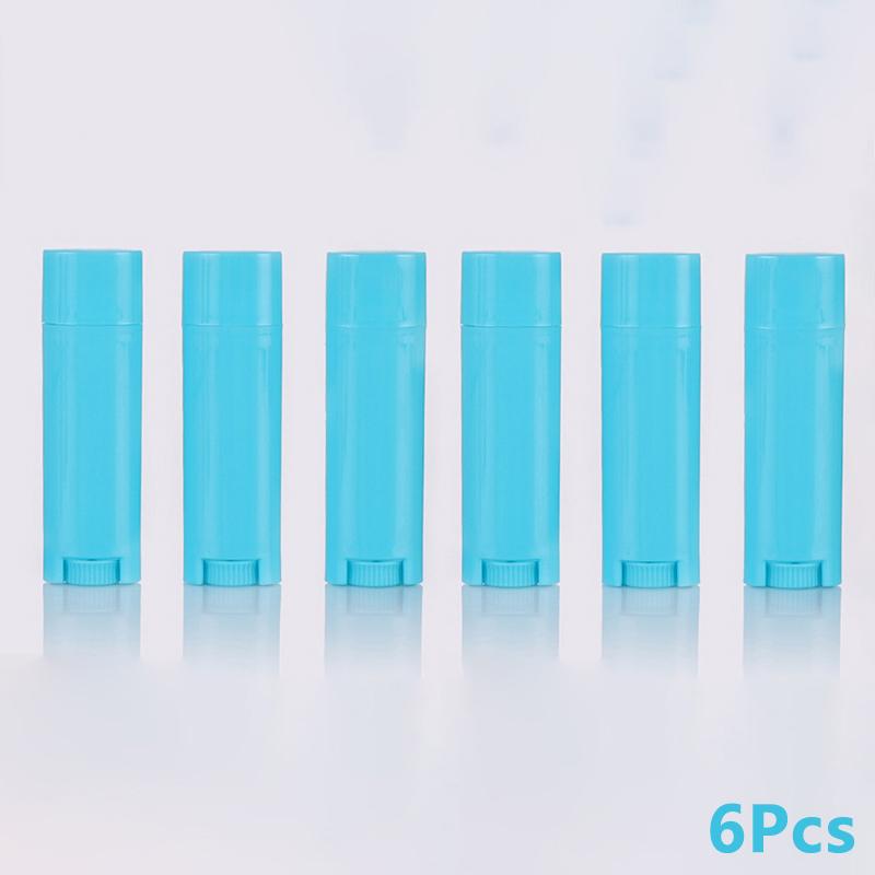 6Pcs/lot 4.5g Rotate Empty Oval Lip Balm Tube Plastic White Solid Perfume Deodorant Containers Portable Makeup Lipstick Tubes