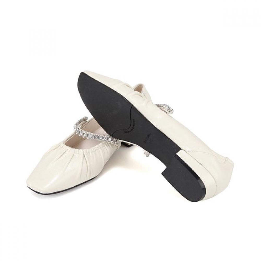 Barbara Leather Shirring Jewel Mary Jane Women Pumps 2cm Bbj119iv