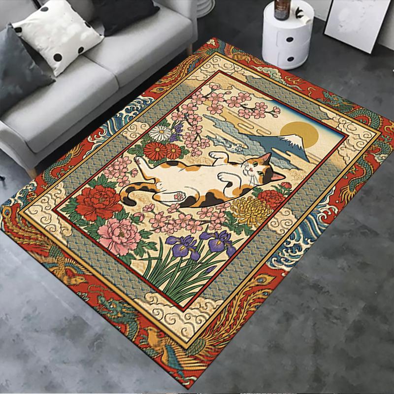 2025 New Cat Flower Carpet Rug for Living Room Bedroom Home Sofa Decoration,Kids play Non-slip Floor Mat42