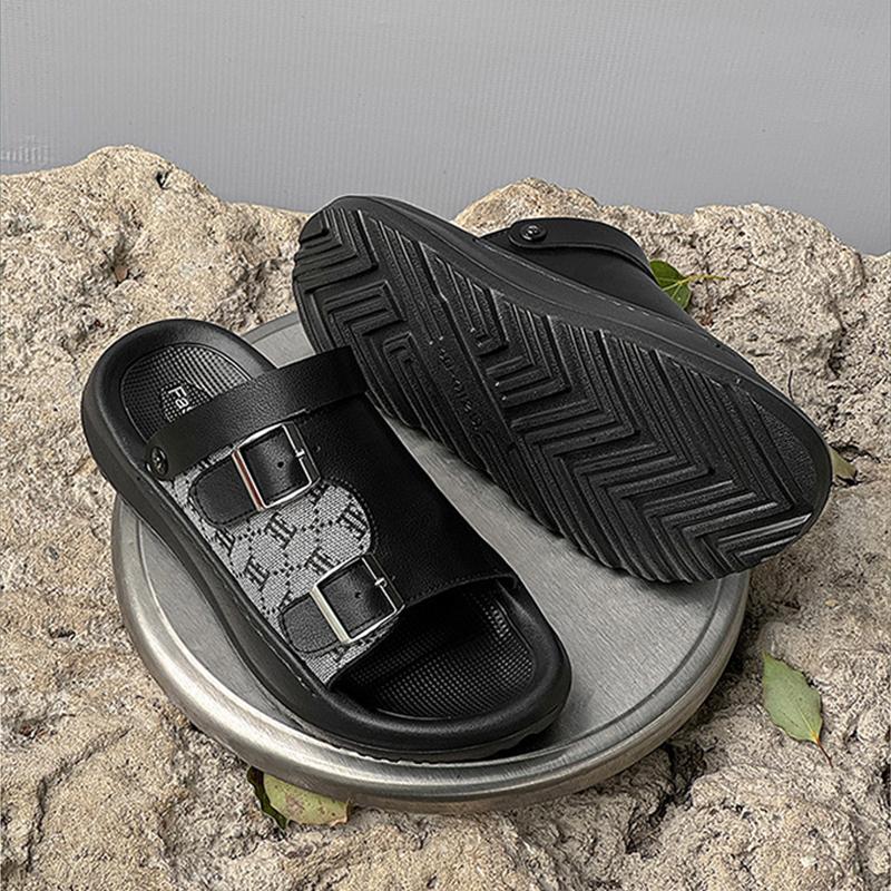 Summer Holiday Shoes Mens Sandals Outdoor Flat Non-slip Male Footwear Fashion Brand Black Beige Shoes Thick Sole