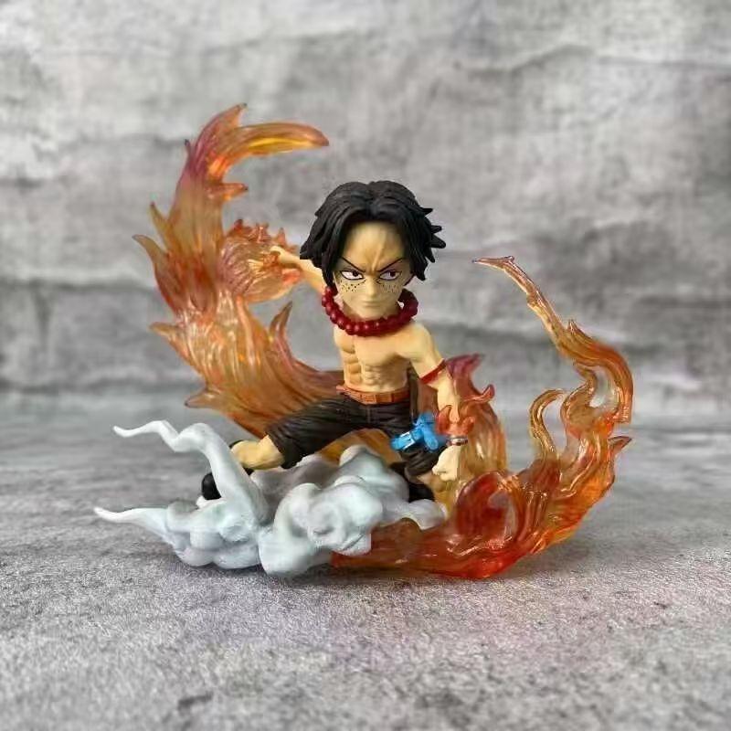 

One Piece Anime Figure 10cm Q Version Battle Portgas D Ace Action Figure Model PVC Statue Toy Doll Collection Gift