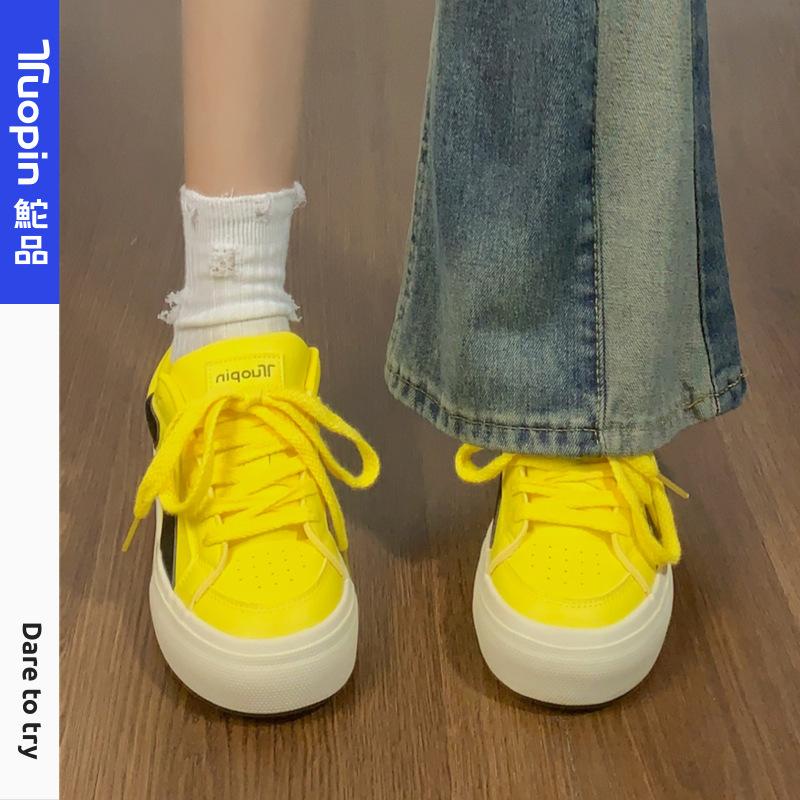 Yellow board shoes women's 2025 spring and autumn new original casual women's shoes versatile dopamine platform bread shoes