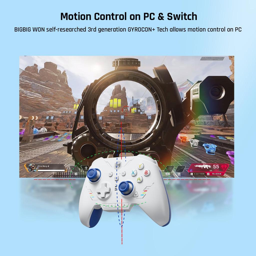 PC BIGBIG WON Rainbow 2 SE Wireless Controller Motion Hall Effect 12 Bit 3 Sätze PC-Controller für Controller, Steuerung, Trigger, ADC, Joysticks,