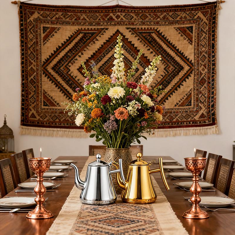 1 Set Teapot and Water Kettle Home Stainless Steel Restaurant Heat-Resistant Kitchen Essentials 1L 1.5L 2L Capacity