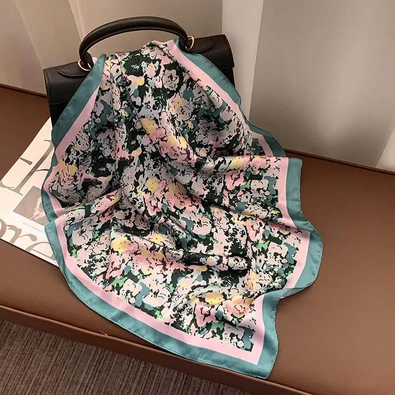 Retro 70*70 Square Scarf Colorful Silk Scarf Women Neck Scarf All-match Shawl Fashion Trendy Headscarf Women's Accessories Gifts