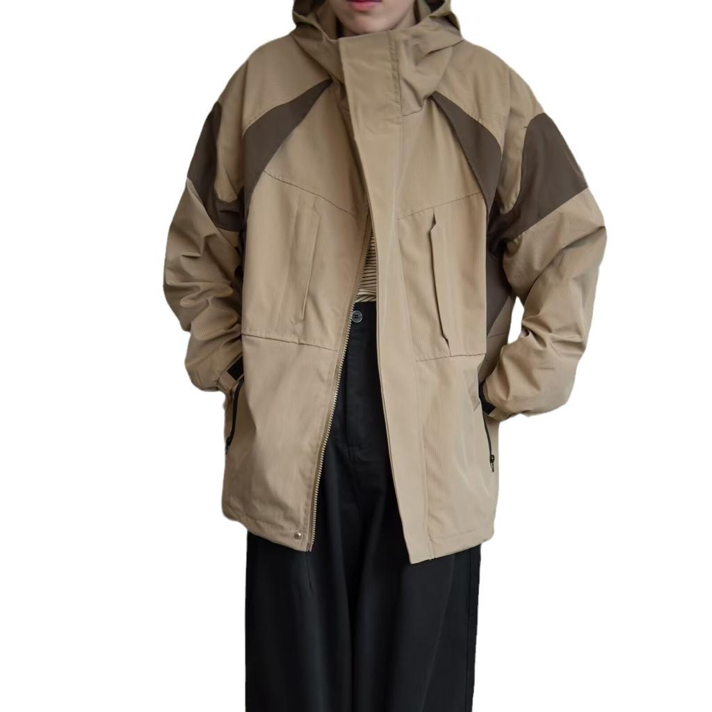 Functional Hooded Jacket Jacket for Men In Spring and Autumn New Color Matching Handsome Casual Sports Workwear Jacket Trendy