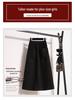 Women's Solid Color Half-Skirt with Pockets and Back Slit - Spring/Autumn Stylish, Elastic Waist, Mid-Length, Mature Style