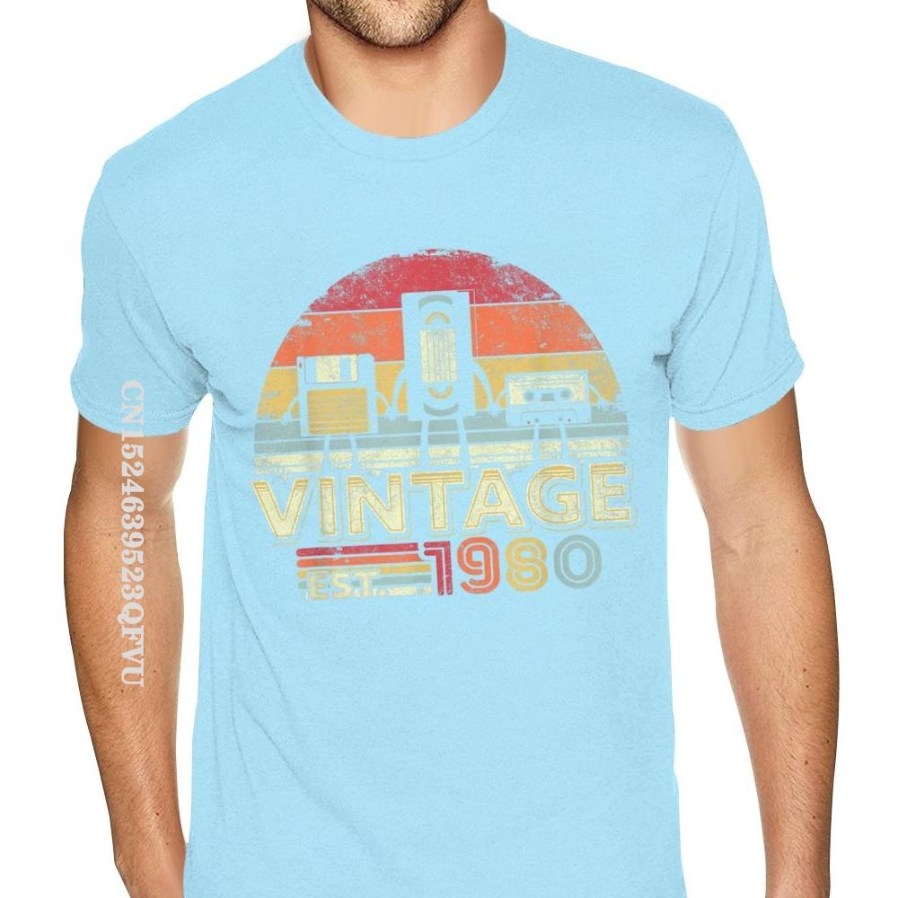1980 Shirt Vintage 40th Birthday Gift Mens Tshirt Funny Music Tech Wholesale T-Shirt Men Plus Size Mens Plain Shirts