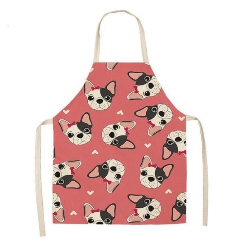 Aprons Cute Dog Printed Cotton Linen Kitchen Apron