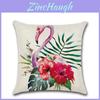 Elegante Flamingo Tropische Monstera Baumwoll-Leinen Kissenhülle Für Stilvolle Wohnkultur