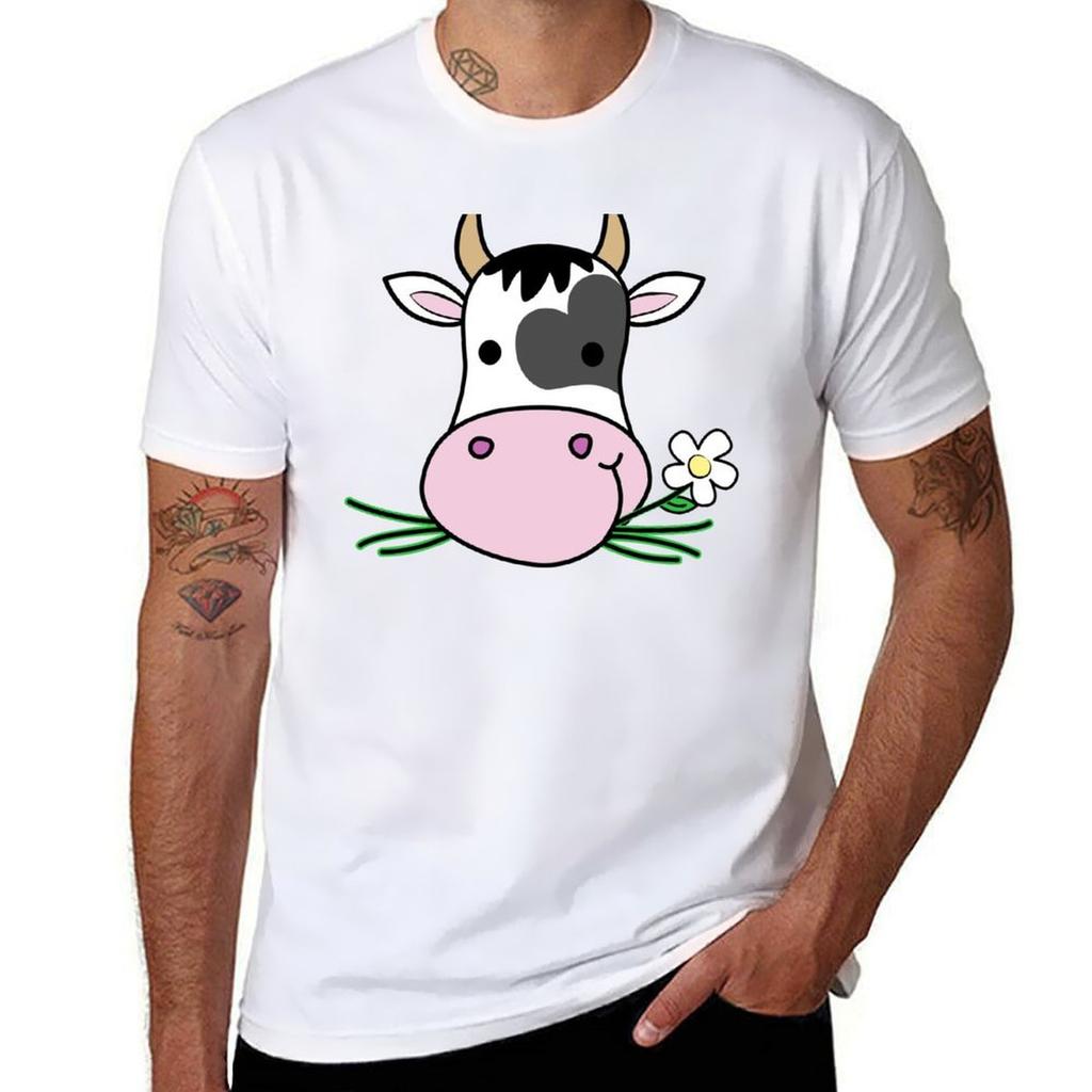 Cute Happy Cow Mint Green Tshirt Casual Lightweight Short Sleeve Top